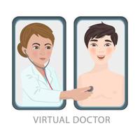 VIRTUAL MEDICINE Practitioner Online Vector Illustration Set