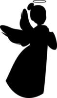 Silhouette guardian angel girl. vector