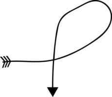 el flecha indica el dirección dibujado por mano. vector