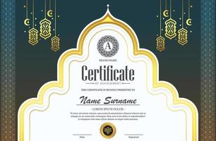 Luxury islamic ramadan award certificate vector