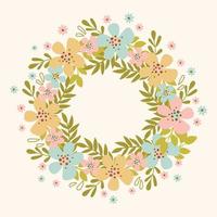 SPRING WREATH Floral Flower Hand Drawn Vector Illustration