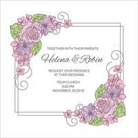 Boda invitación floral decoración vector ilustración conjunto