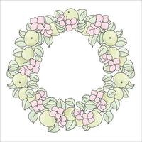 APPLE WREATH Floral Fruit Bouquet Vector Illustration Set