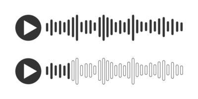 Voice message icons. Audio chat, radio, podcast interface with speech or sound waves vector