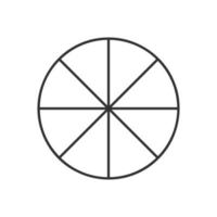 Circle divided in 8 segments. Pie or pizza round shape cut in eight equal slices in outline style. Simple business chart template vector