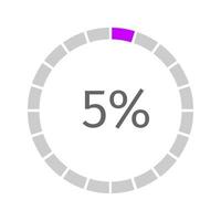 5 percent filled round loading bar. Progress, waiting or downloading symbol. Infographic element for website interface vector