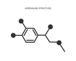 Adrenaline icon. Chemical molecular structure. Epinephrine hormone produced by the adrenal gland vector
