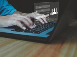 Cyber security concept, information security. login window Identifying Digital User Ownership photo