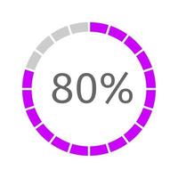 Round loading bar filled with 80 percent. Buffering, transfer, progress, waiting or downloading symbol. Infographic element for website or mobile interface vector