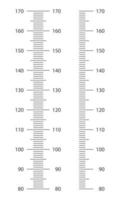 Stadiometer scale with marlup from 80 to 170 centimetres. Kids height chart template for wall growth stickers vector