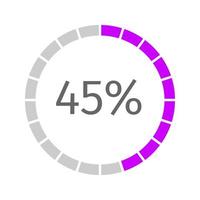 45 percent filled round loading bar divided on segments from 1 to 20. Progress, waiting, buffering or downloading icon. Infographic element for website interface vector
