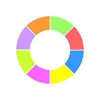 Donut chart. Colorful round diagram segmented in 8 sectors. Infographic wheel icon. Circle shape cut in eight equal parts vector