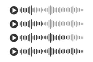 Voice message icons set. Audio chat pictograms with speech sound waves. Messenger, online radio, podcast mobile application interface elements vector