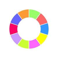 Donut chart. Colorful circle diagram divided into 10 parts. Infographic wheel icon. Round shape cut in ten equal segments vector