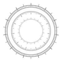 Set of circular 360 degree scale. Barometer, compass, thermometer measuring tool template vector