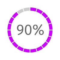 90 percent filled round loading bar divided on sectors. Progress, waiting, transfer, buffering or downloading symbol. Infographic element for website interface vector