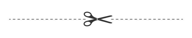 Scissors cutting dotted line. Simple cut here pictogram for coupons, vouchers, labels, sale propositions, paper pages vector