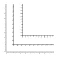 Set of corner ruler templates. GraphIc measuring tool scales with vertical and horizontal lines vector