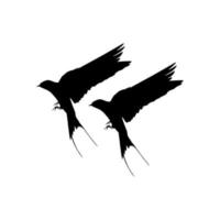 Flying Pair of the Swallow Bird Silhouette for Logo, Pictogram, Website. Art Illustration or Graphic Design Element. Vector Illustration