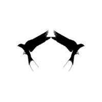 Flying Pair of the Swallow Bird Silhouette for Logo, Pictogram, Website. Art Illustration or Graphic Design Element. Vector Illustration