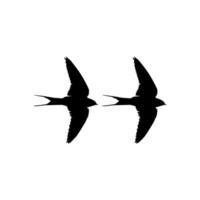 Flying Pair of the Swallow Bird Silhouette for Logo, Pictogram, Website. Art Illustration or Graphic Design Element. Vector Illustration