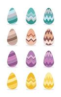 Set eggs with geometric pattern. Easter coloring page. Vector illustration for card poster and cover