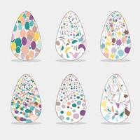 Set eggs with geometric pattern. Easter coloring page. Vector illustration for card poster and cover