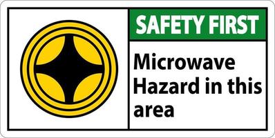 la seguridad primero firmar microondas peligro en esta zona con símbolo vector