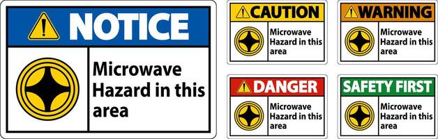 Notice Sign Microwave Hazard In This Area with Symbol vector