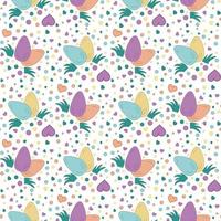 Seamless pattern eggs Easter and hearts. Doodle vector illustration. Texture of Easter gift, textile