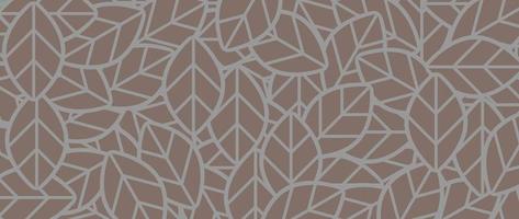 Botanical leaf line art wallpaper background vector. Luxury natural hand drawn foliage pattern design in minimalist linear contour simple style. Design for fabric, print, cover, banner, invitation. vector