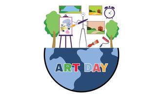 Flat world art day Vector and illustration Background Design, International artists day banner design,