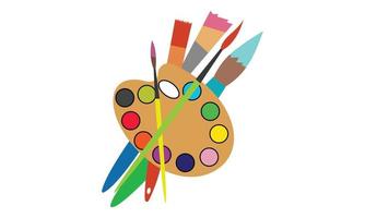 Art color palette with paintbrush drawing tools, Color Palette Icon and Vector Illustrations,