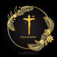 Gold palm sunday design background vector. Palm sunday, easter and the resurrection of christ vector
