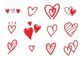 Hand drawn heart shapes vector