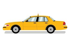 Taxi Car Illustration, Yellow Taxi Cab Flat Design vector