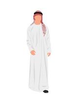 Standing Arab Men Illustration, Arabic men In Traditional Dress Thawb and Ghutra Character vector