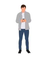 Man With Mobile Phone, Male Character Holding Cell Phone vector