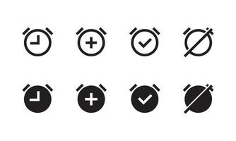 Alarm clock icon set. Timer action option icon vector illustration. Suitable for UI UX design element.