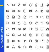 Universal essential icon set in outlined style. Suitable for design element of UI UX, user interface, and app navigation icon collection. vector