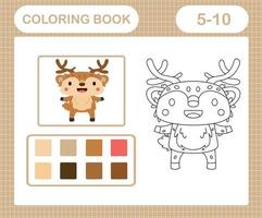 Coloring pages of cute deer education game for kids age 5 and 10 Year Old vector