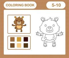 Coloring pages of cute bear education game for kids age 5 and 10 Year Old