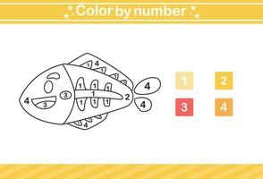 colorear por número de animales lindos. juego educativo adecuado para niños y preescolar vector