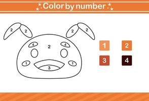 color por número de linda insecto educativo juego adecuado para niños y preescolar vector