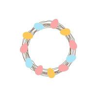 Easter wreath of eggs and branches vector