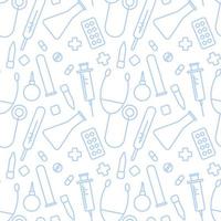Seamless white pattern with blue medical instruments vector