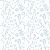 Seamless white pattern with blue medical instruments vector