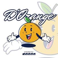 vector Clásico retro mascota personaje logo un naranja