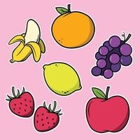 pegatina Fruta ilustración para niños vector