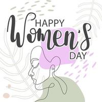 Happy Women's Day greeting card. Hand drawn vector line calligraphy. Elegant banner with women's day. Template for poster, postcard, banner.